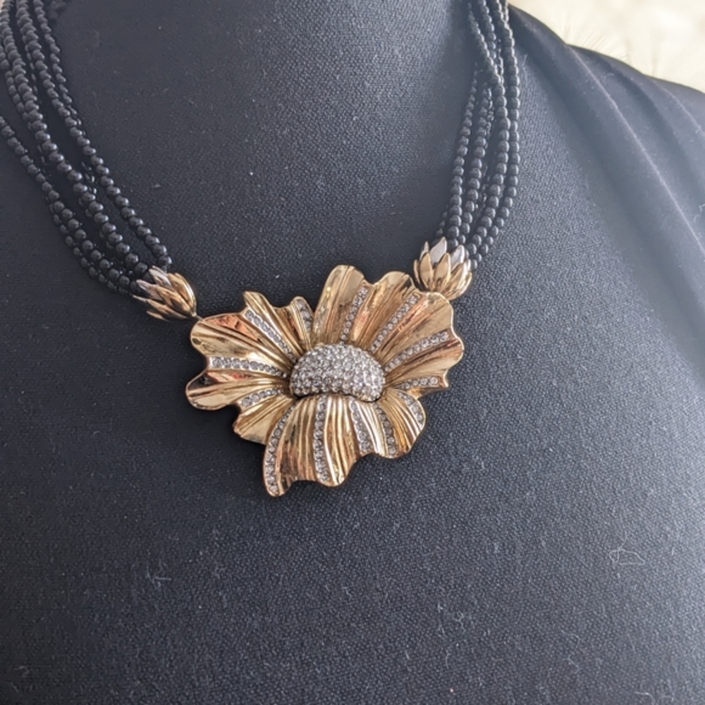 Butler 5th Avenue Collection gold-tone multi-strand Crystal Flower Necklace
